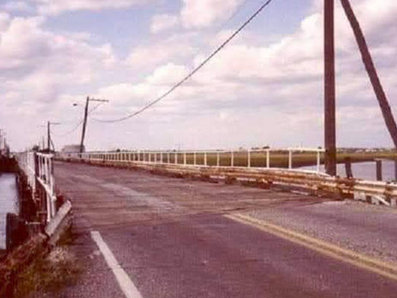 The rickety old bridge into Wildwood